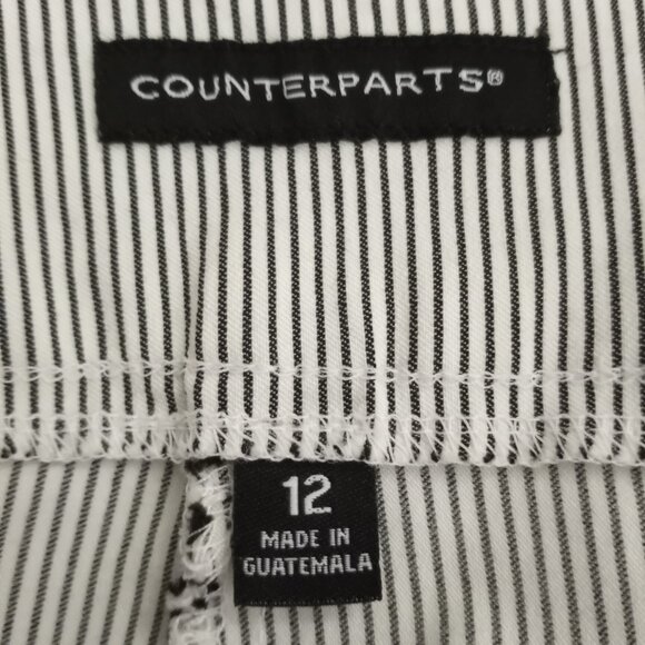 Counterparts Womens 12 Ticking Striped Button Hem Capri Cropped Pull On Pants - Picture 4 of 5